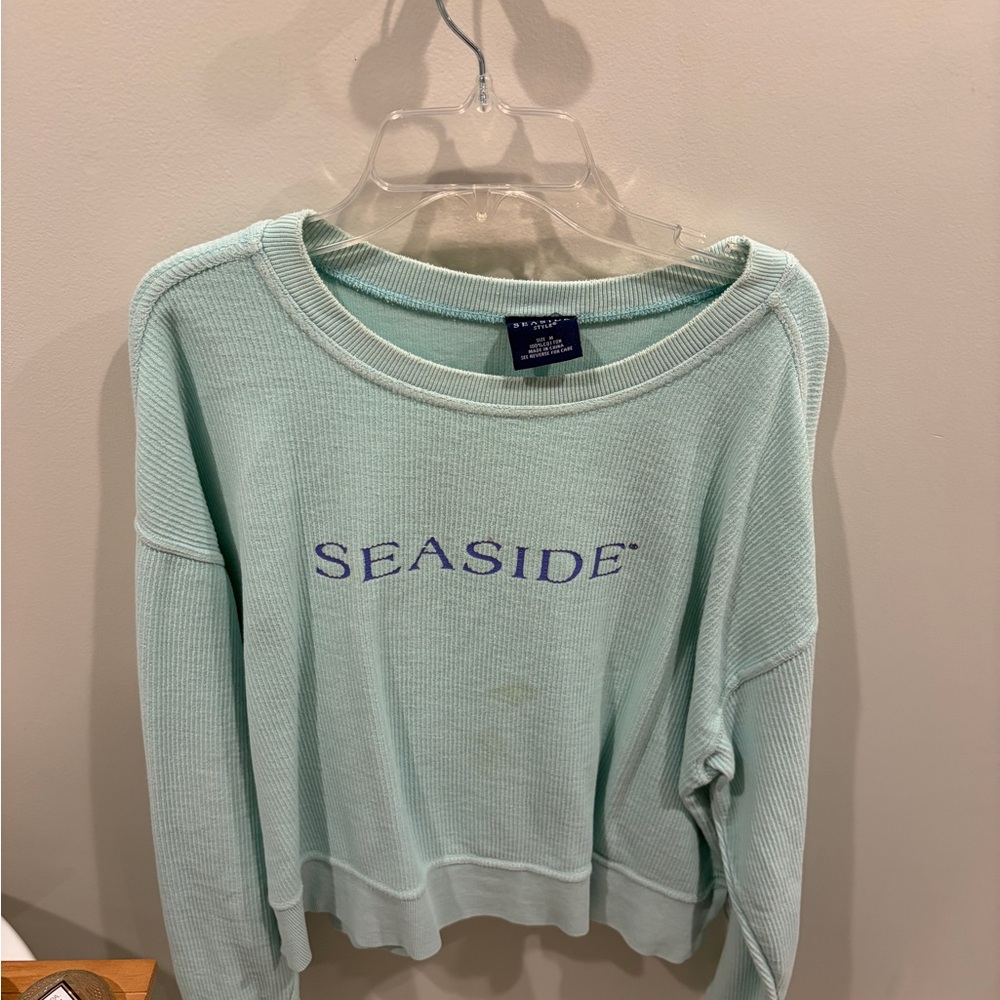 Seaside Style Crewneck Ribbed Teal Size Medium